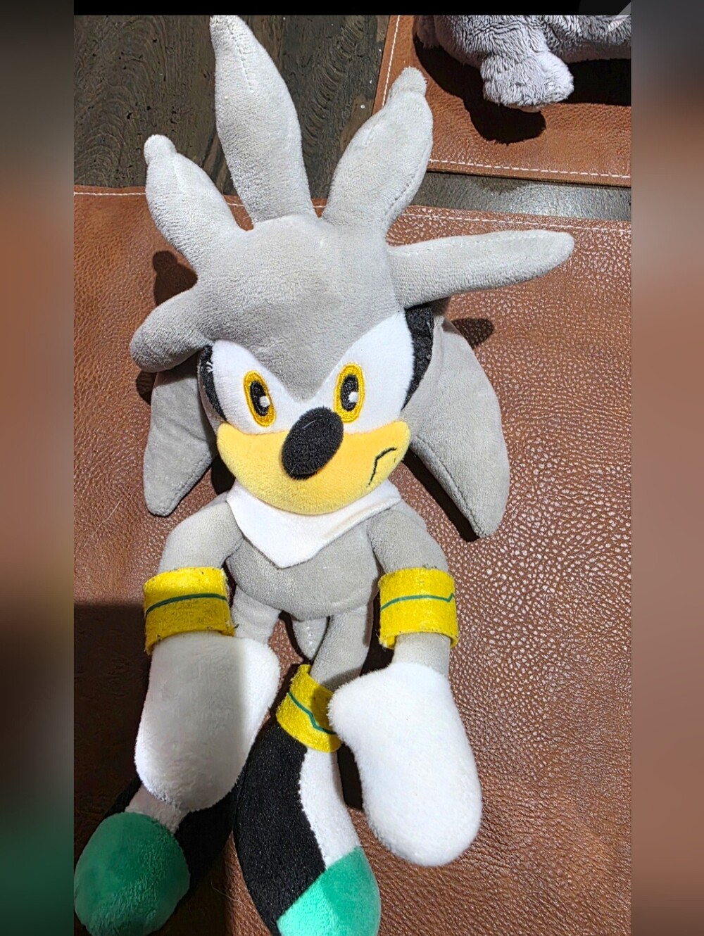 Grey and Yellow Plush Sonic Hedgehog Plush Toy Silver